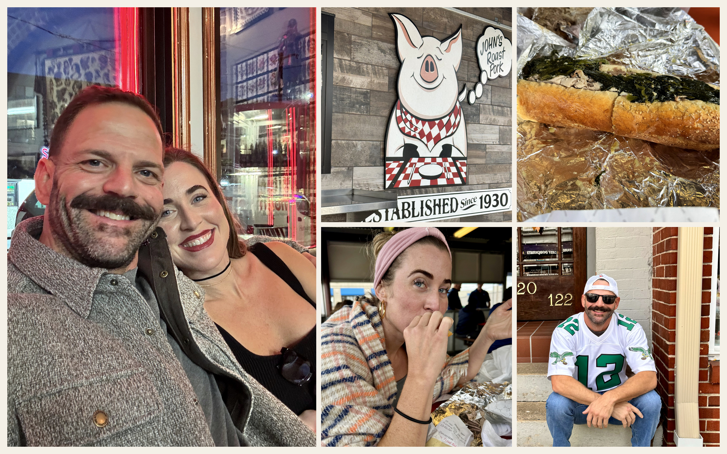 Seamus and Stephanie's Philadelphia trip, including John's Roast Pork, sandwiches and time together.