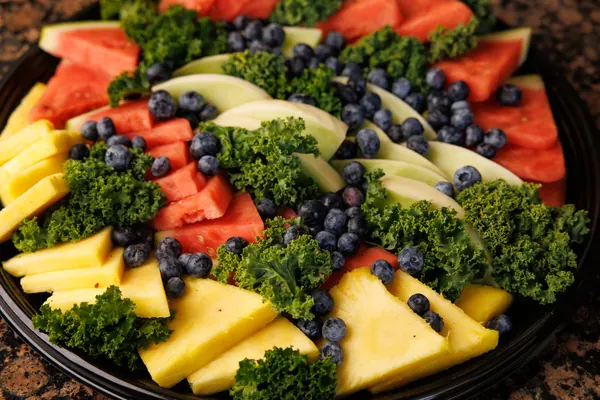 Fresh cut watermelon, pineapple, honeydew and blueberries
